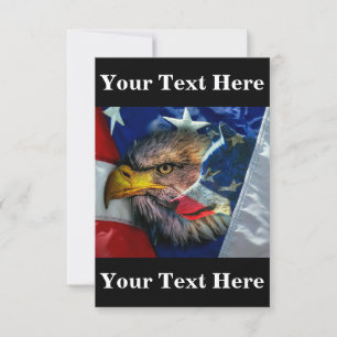Bald Eagle Wolf American Flag Thank You Card