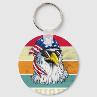 Bald Eagle Women Men Vintage 4th Of July You Free  Keychain