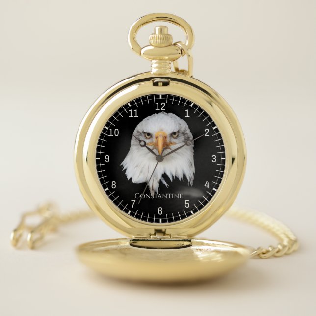 Bald Eagle wonderful customizable Pocket Watch (Inside)
