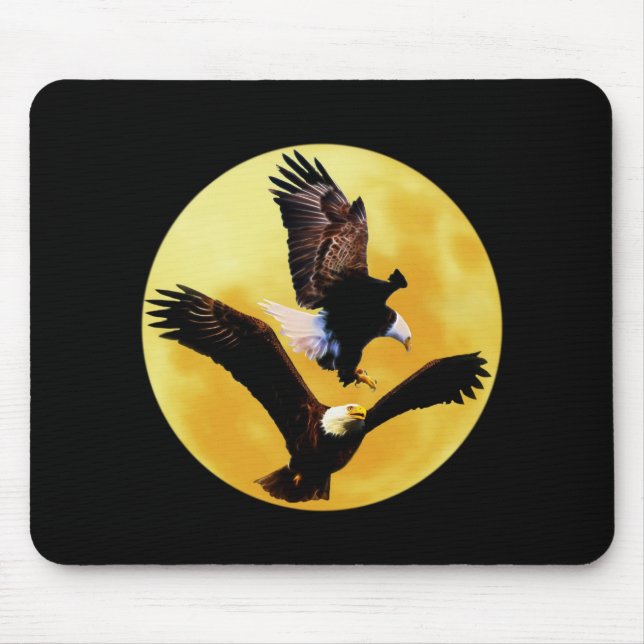 Bald eagles and full moon mouse pad (Front)
