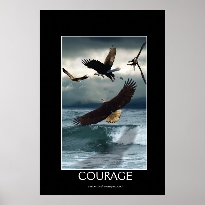 Bald Eagles COURAGE Motivational Art Poster