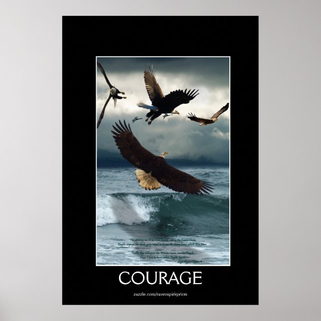 Bald Eagles COURAGE Motivational Art Poster (Front)