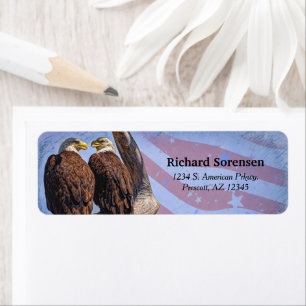 Bald Eagles Stars And Stripes Patriotic Theme Label