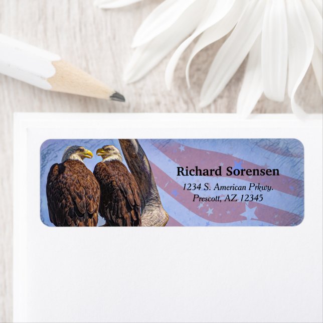 Bald Eagles Stars And Stripes Patriotic Theme Label (Insitu)