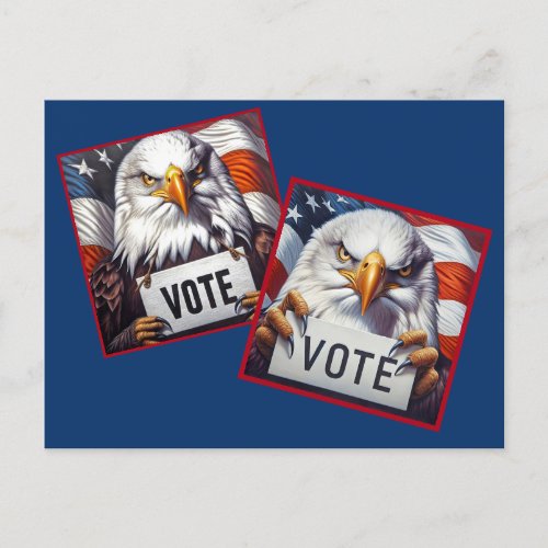 Bald Eagles With Election Vote Signs Postcard