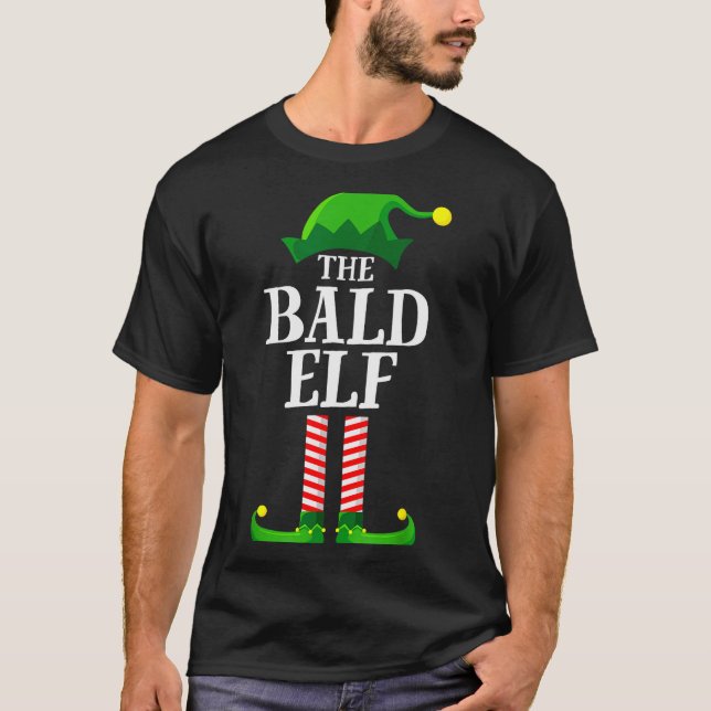 Bald Elf Matching Family Group Christmas Party Pyj T-Shirt (Front)