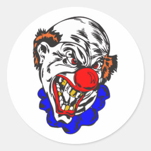 bald evil clown classic round sticker