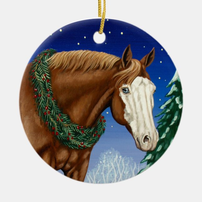 Bald Face Horse Holiday Ornament (Front)
