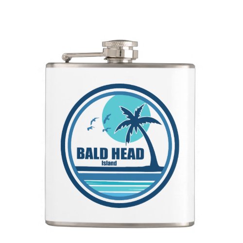 Bald Head Island North Carolina Palm Tree Birds Flask