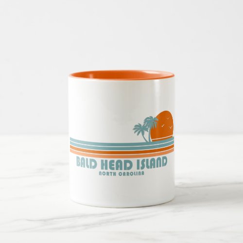 Bald Head Island North Carolina Sun Palm Trees Two_Tone Coffee Mug