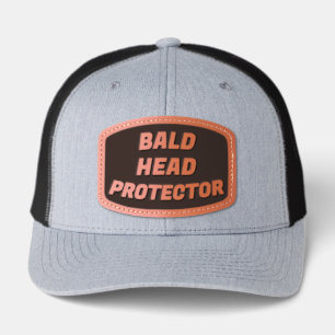 BALD HEAD PROTECTOR Funny Humorous Leather Patch Hat