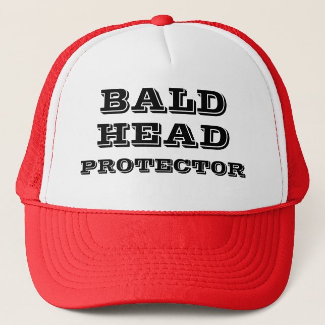 BALD HEAD PROTECTOR Funny Humorous Trucker Hat (Front)