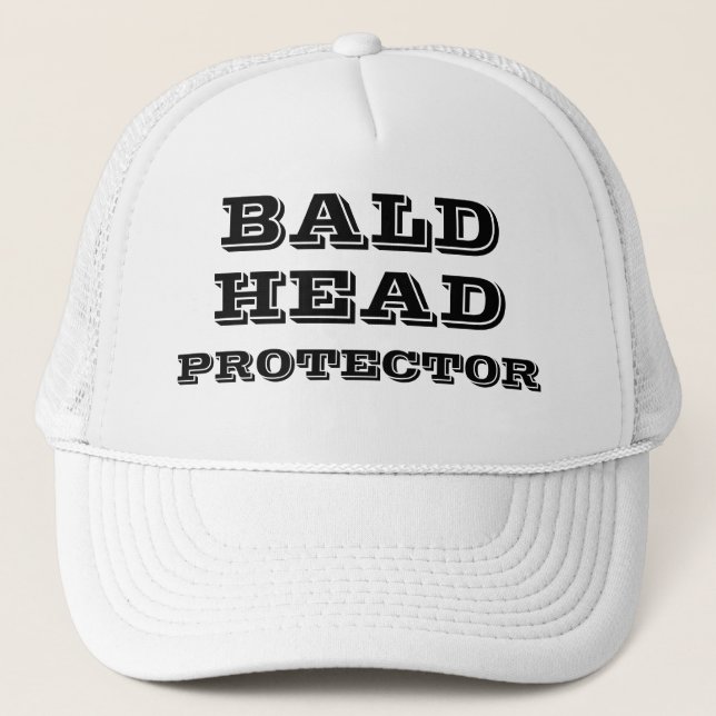 BALD HEAD PROTECTOR Funny Humorous Trucker Hat (Front)