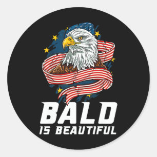 Bald Is Beautiful 4th Of July Patriotic Eagle Usa Classic Round Sticker