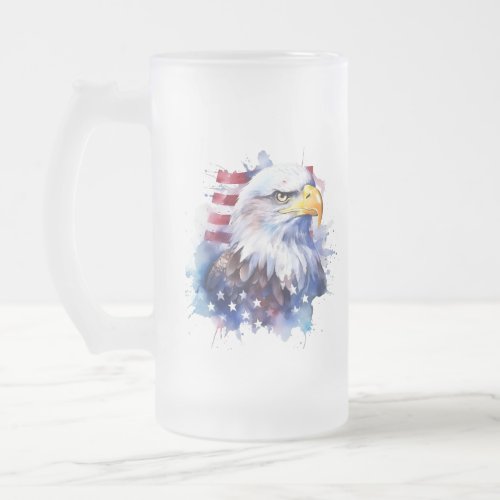 Bald is beautiful Flag of the USA Frosted Glass Beer Mug