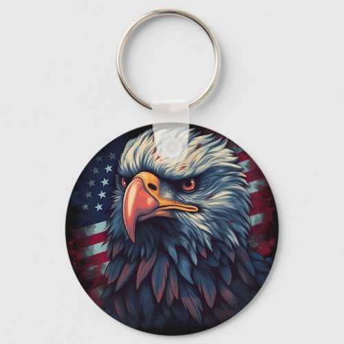 Bald is beautiful Flag of the USA Keychain