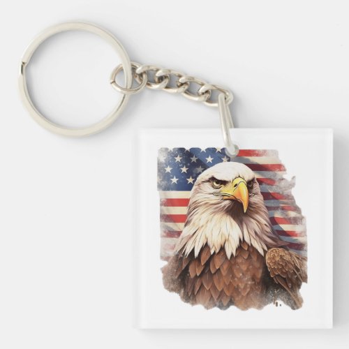 Bald is beautiful Flag of the USA Keychain