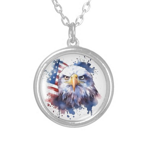 Bald is beautiful Flag of the USA Silver Plated Necklace