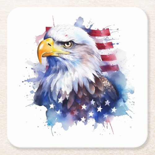 Bald is beautiful Flag of the USA Square Paper Coaster