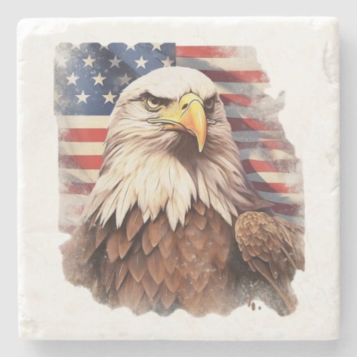 Bald is beautiful Flag of the USA Stone Coaster