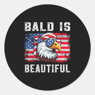 Bald Is Beautiful Funny Eagle Bandana Patriotic 4t Classic Round Sticker