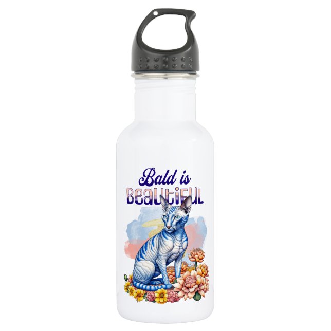 Bald is Beautiful | Hairless Cat Stainless Steel Water Bottle (Front)