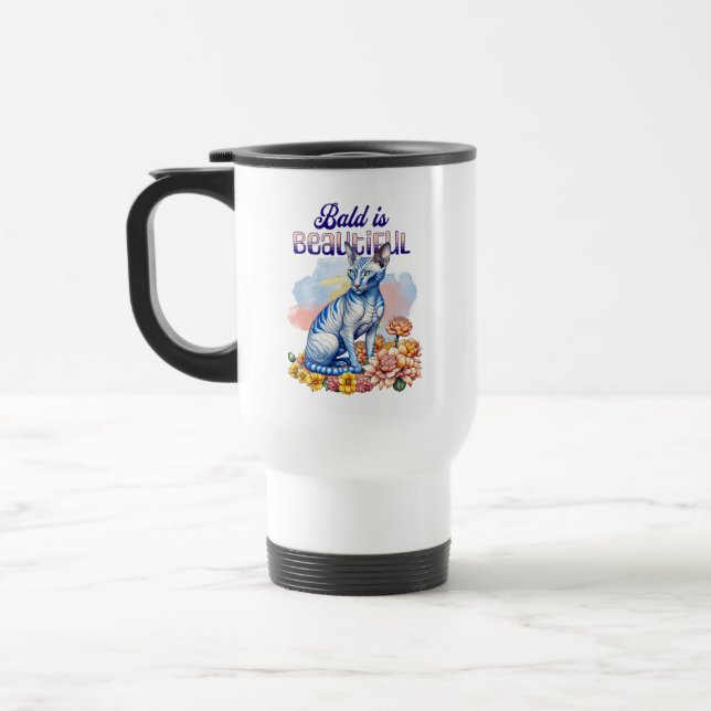 Bald is Beautiful | Hairless Cat Travel Mug (Left)