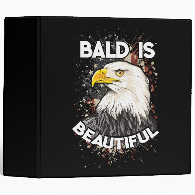 Bald Is Beautiful Patriotic American Eagle Gift 3 Ring Binder (Front/Spine)