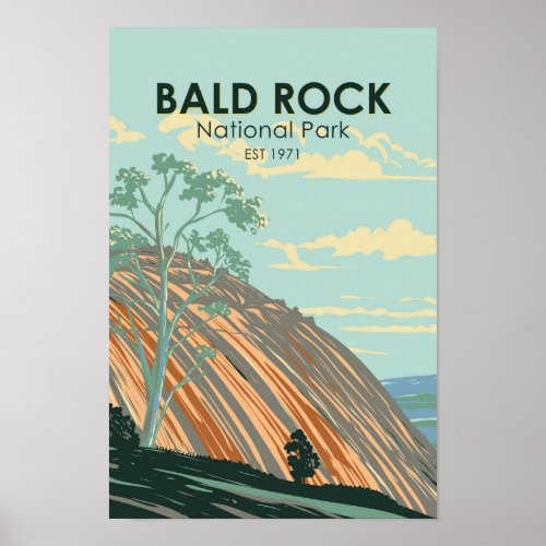 Bald Rock National Park Australia Vintage  Poster