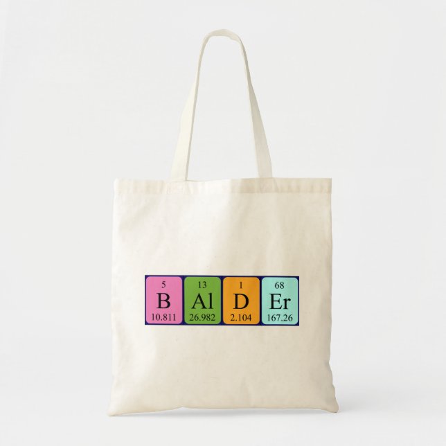 Balder periodic table name tote bag (Front)