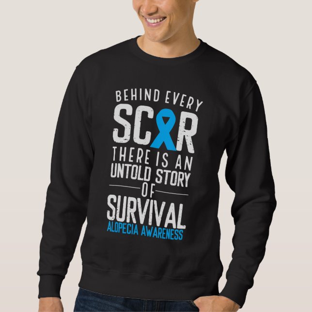 Baldness Hair Loss Blue Ribbon Alopecia Areata Awa Sweatshirt (Front)