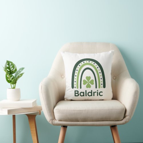 Baldric Clover Boho Rainbow Throw Pillow