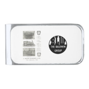 Baldwin contractors locomotives silver finish money clip
