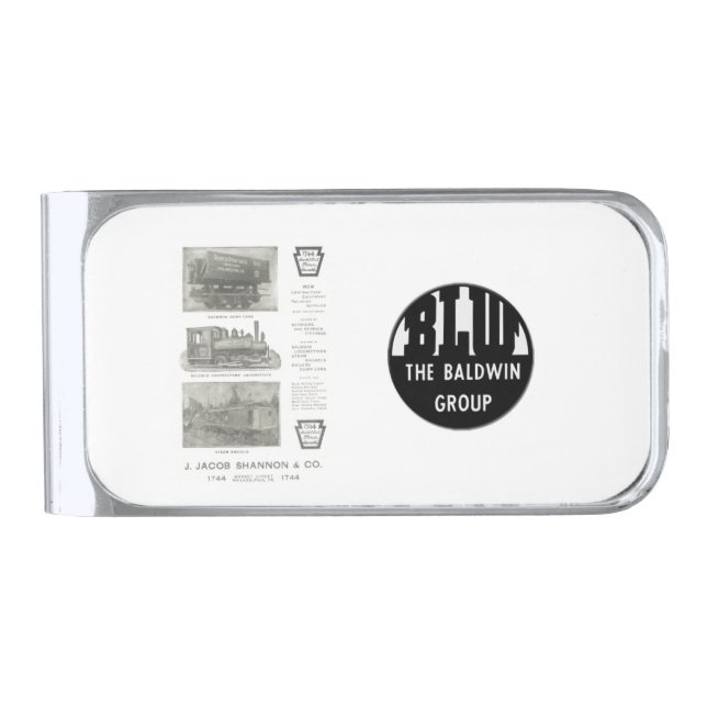 Baldwin contractors locomotives          silver finish money clip (Front)