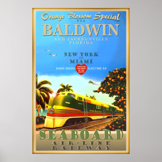Baldwin Florida Orange Blossom Special Train Art Poster (Front)