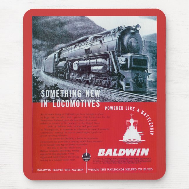 Baldwin Locomotive S-2 PRR Steam Turbine Mouse Pad (Front)