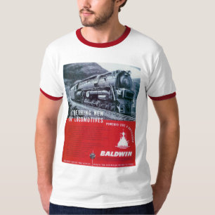 Baldwin Locomotive S-2 Steam Locomotive Ringer T-Shirt