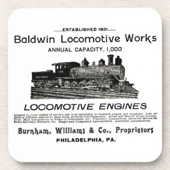 Baldwin Locomotive Works 1895   Beverage Coaster by stanrail at Zazzle
