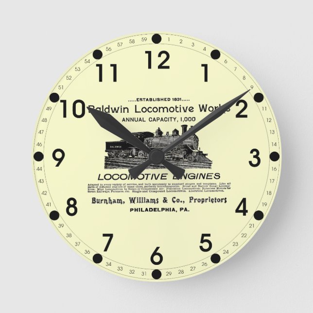 Baldwin Locomotive Works 1895 Wall Clock (Front)