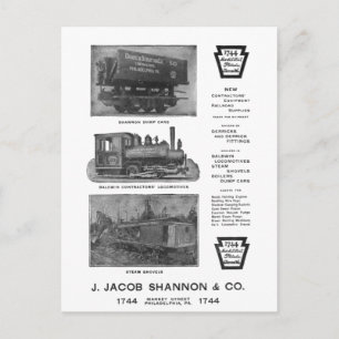 Baldwin Locomotive Works Contractor's PostCard