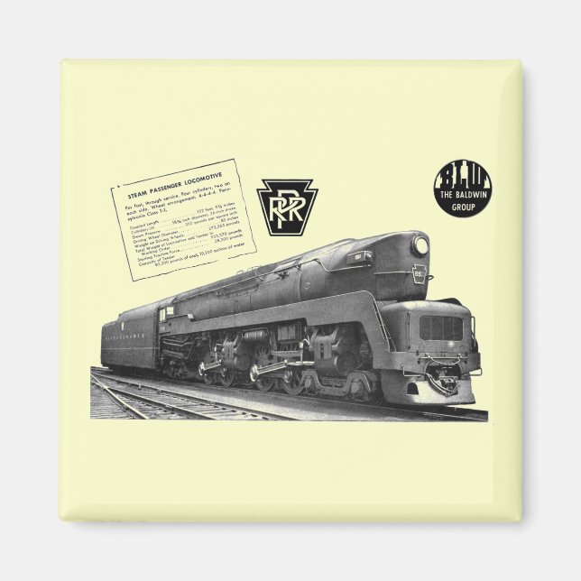 Baldwin-Pennsylvania Railroad T-1 Steam Locomotive Magnet (Front)
