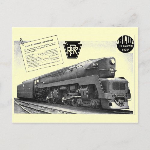 Baldwin_Pennsylvania Railroad T_1 Steam Locomotive Postcard