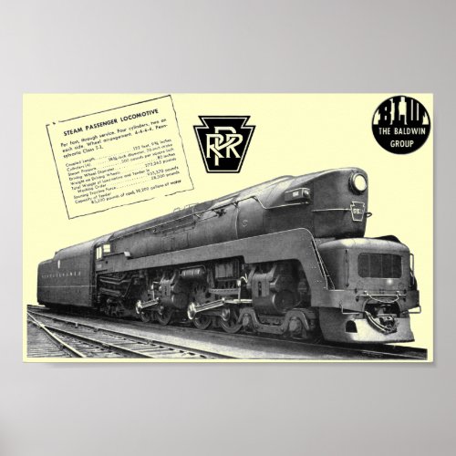 Baldwin_Pennsylvania Railroad T_1 Steam Locomotive Poster