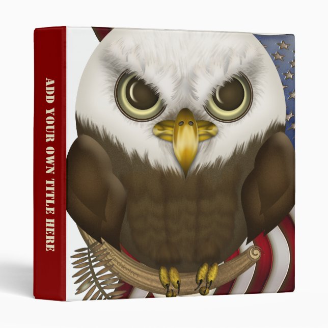 Baldwin The Cute Bald Eagle Personalized 3 Ring Binder (Front/Spine)