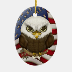 Baldwin The Cute Bald Eagle Personalized Ceramic Ornament