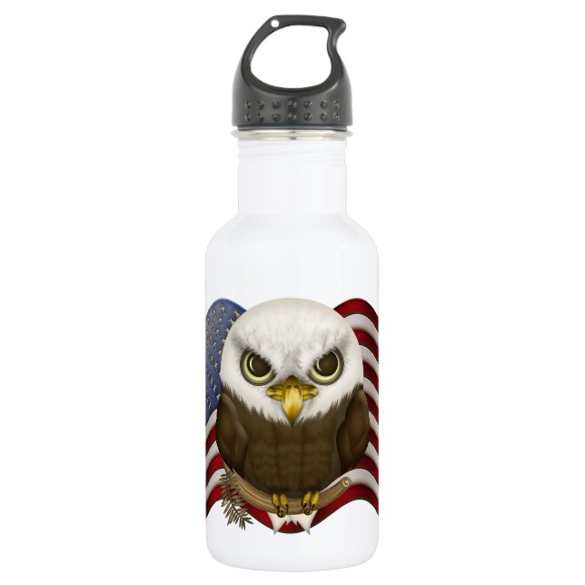 Baldwin The Cute Bald Eagle Stainless Steel Water Bottle (Front)