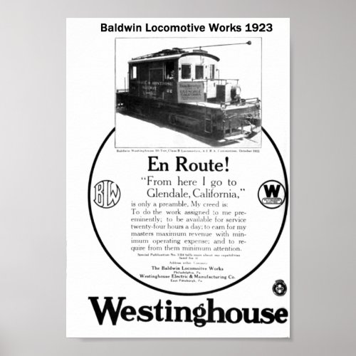 Baldwin_Westinghouse Locomotive 1923 Poster