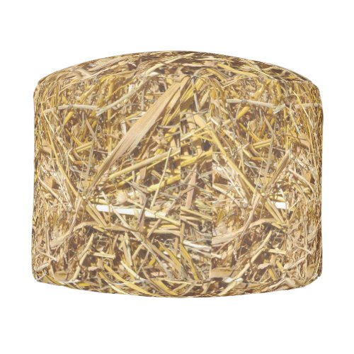 Bale Of Hay Print Western Poof Stool Pouf