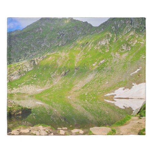 Balea Lake Mountain Slope – Romania Alpine Print Duvet Cover