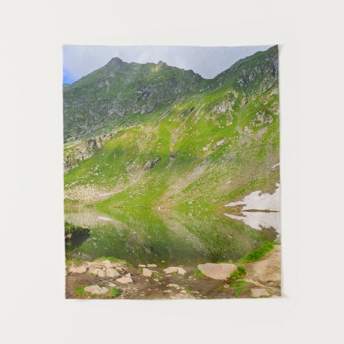 Balea Lake Mountain Slope – Romania Alpine Print Tapestry
